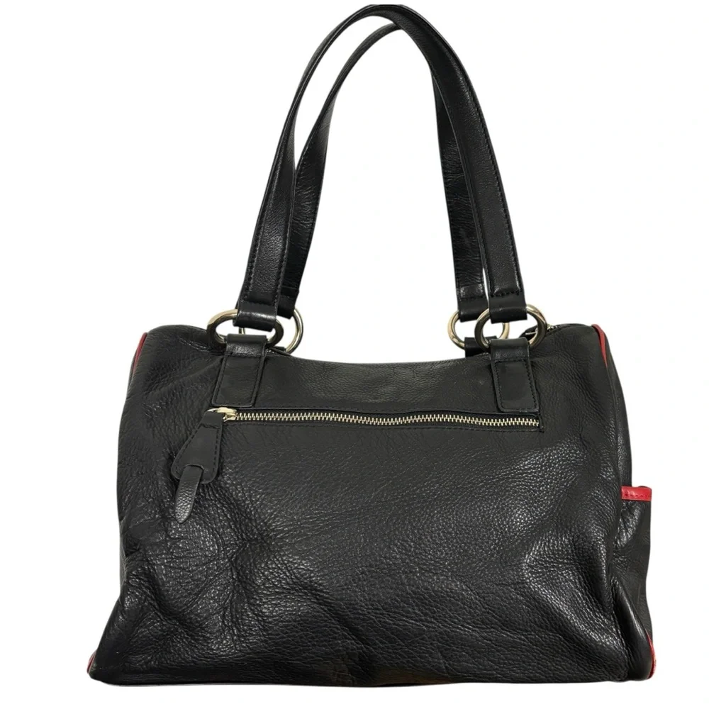 Aqua Madonna Leopard Calf Hair Large Leather Shoulder Bag Red Tassel Zip Satchel - Picture 5 of 15